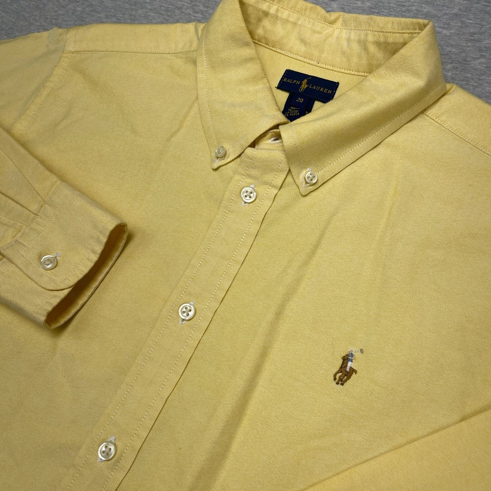 Ralph Lauren Polo Shirt Youth Size 20 Fits Mens Small Yellow Oxford Button Down